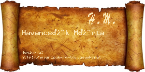 Havancsák Márta névjegykártya